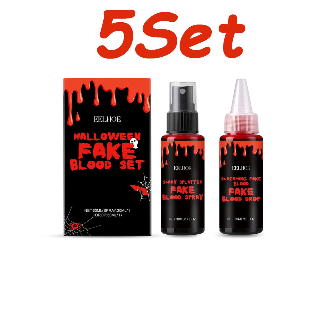 Eelhoe Halloween Fake Blood Set – Drip & Spray SFX Makeup SFX Halloween Makeup Oasis Select 5 Sets