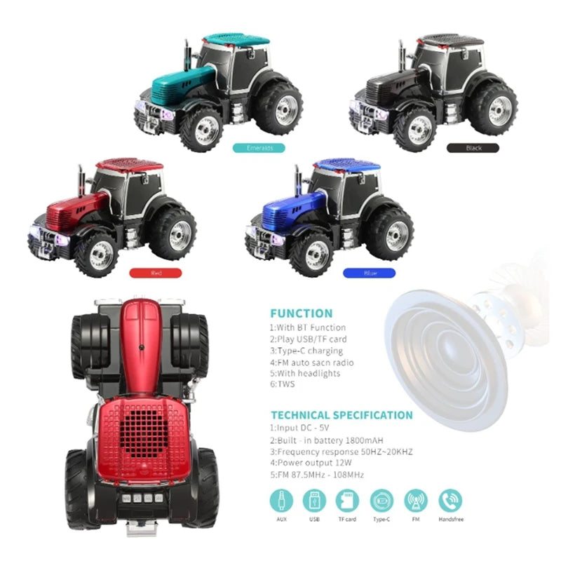 WISH WS-560 Tractor Wireless Bluetooth Speaker -LED Light Support TF Card FM Radio Stereo Music Player Bluetooth Speaker Oasis Select
