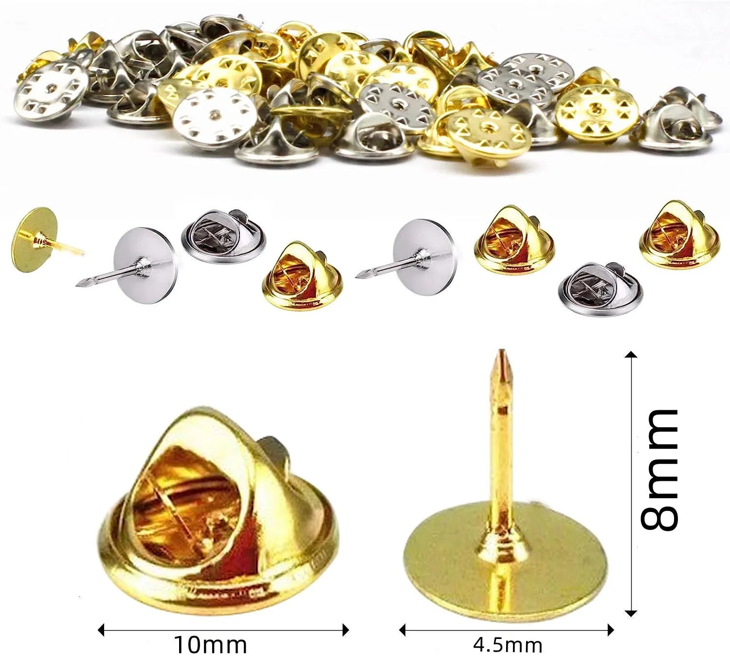50Sets Blank Scatter Butterfly Clutch Pin Holder Enamel Locking Backs Tie Tacks Jewelry Pin Backings Clasp for Brooch Lapel Hat Oasis Select