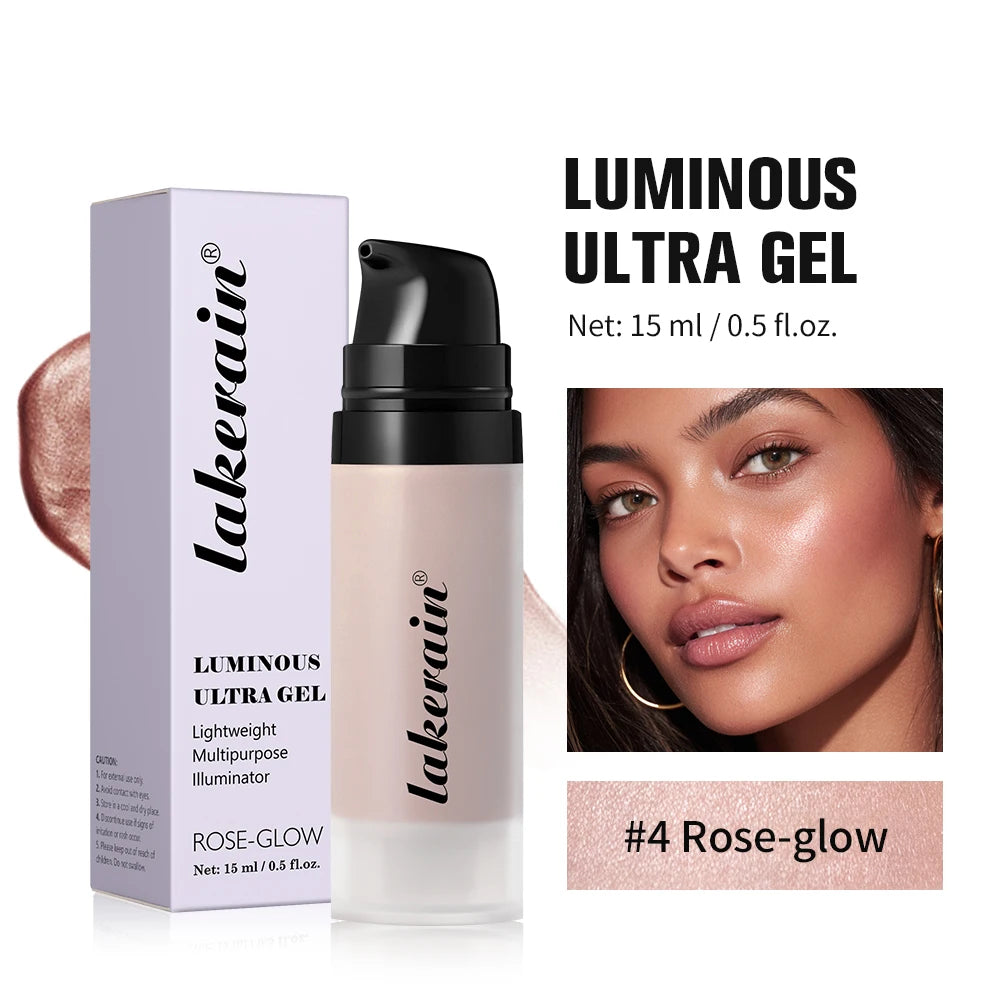 Glowy Super Gel Lightweight Dewy Multipurpose Llluminator Primer Highlight Foundation Moisturizing Nourish Non-Sticky Primer M Oasis Select 4Rose-glow