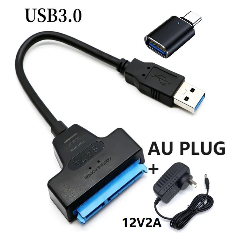 USB 3.0 to Sata III Cord SATA to USB 3.0 Cable Up to 6 Gbps for 3.5 2.5 Inch External HDD SSD Hard Drive SATA 3 22 Pin Adapter Oasis Select AU Plug OTG