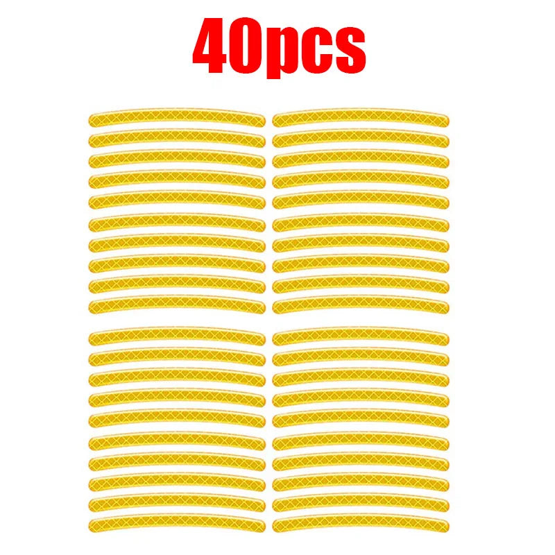20/60pcs Wheel Hub Reflective Stickers Anti Scratch Auto Body Decorative Rim Tape Strips Warning Passing Car Motorcycle Bicycle Oasis Select 40pcs Yellow