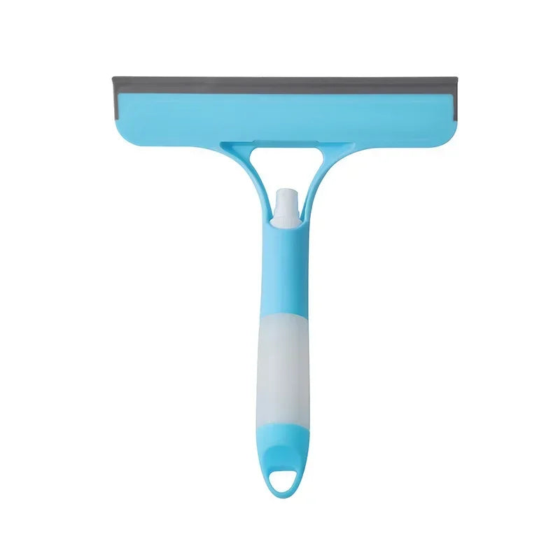 3 in 1 Window Cleaning Squeegee Multi Function Glass Mirror Wiper with Spray Bottle Microfiber Scrub Household Car Cleaner Tools Oasis Select ps-Blue
