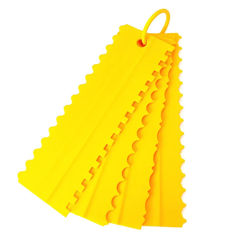 4Pcs/Set PP Cream Scraper Cake Icing Smoother Combs Spatulas DIY Pastry Decorating Baking Tool Bakery Accessories Oasis Select 4pcs yellow