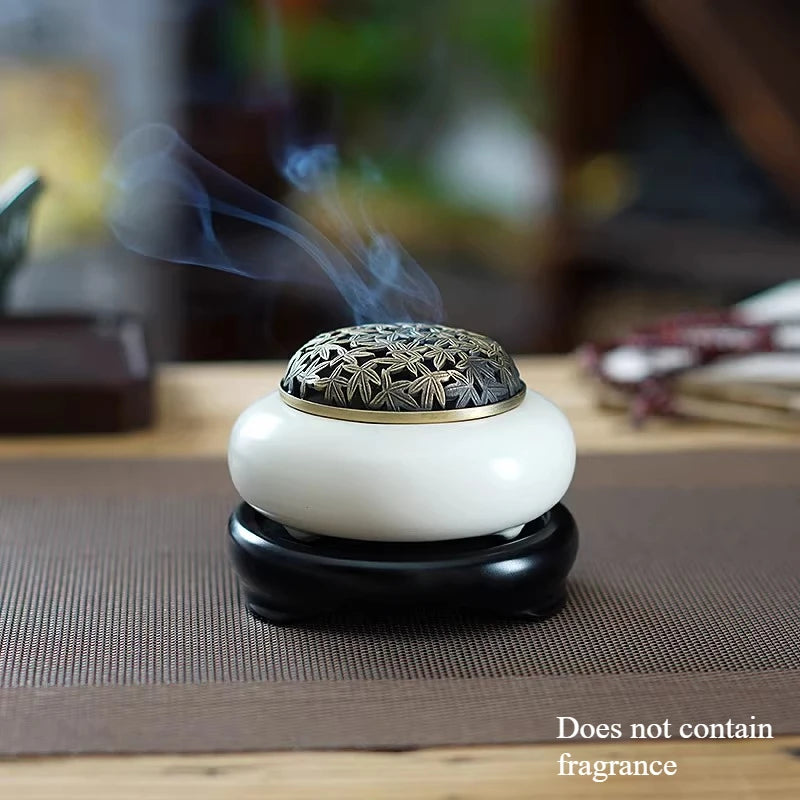 Ceramic Incense Burner Home Indoor Tea Ceremony Ai Grass Home Desktop Decoration Deodorization Minimalist Style Oasis Select B