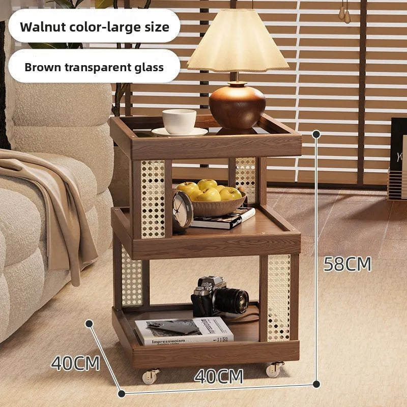 Multi-functional Household removable sofa side coffee table cabinet bedroom small side storage cabinet Oasis Select Brown C