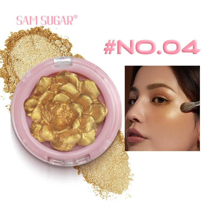 SAM SUGAR 3D Rose Highlighter Palette – Bronzer & Shimmer