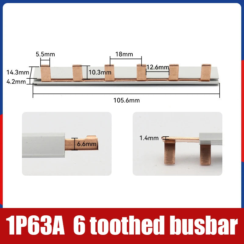 1/2P Pin Type Busbar Copper Bar Terminal Block For MCB DZ47 Air Switch Connector 63A Circuit Breaker Connector Oasis Select A1