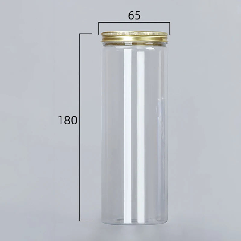 15 Sizes Clear Plastic Jar With Pink Aluminum Lids Empty Face Cream Cosmetic Container Gold Travel Refillable Bottles Box Oasis Select 180x65mm