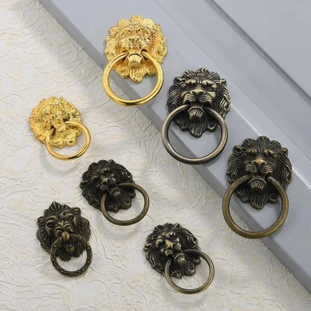 New Antique Lion Head Door Handle Decorative Pull Zinc Alloy Kitchen Cabinet Handles Home Hardware Multifunctional Drawer Knobs Oasis Select