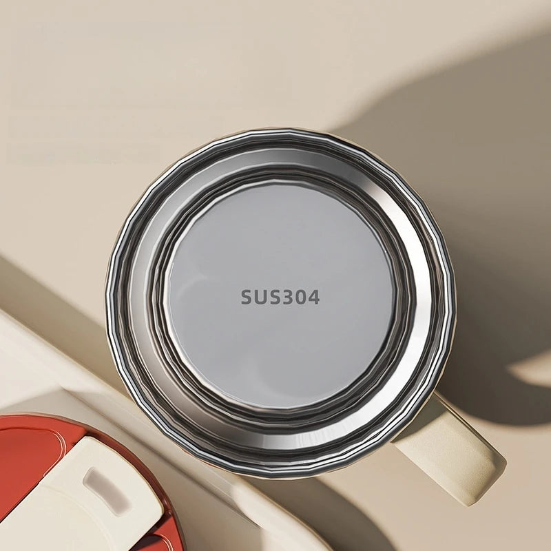 400ml 304 Stainless Steel Coffee Cup Mug with Lid Double-Wall Insulated Cup with Handle & Lid Heat-resistant Drinkware Oasis Select
