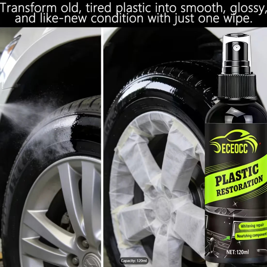 Auto Plastic, Leather & Tire Restoration Spray | Long-Lasting Shine Car Restoration Spray Oasis Select