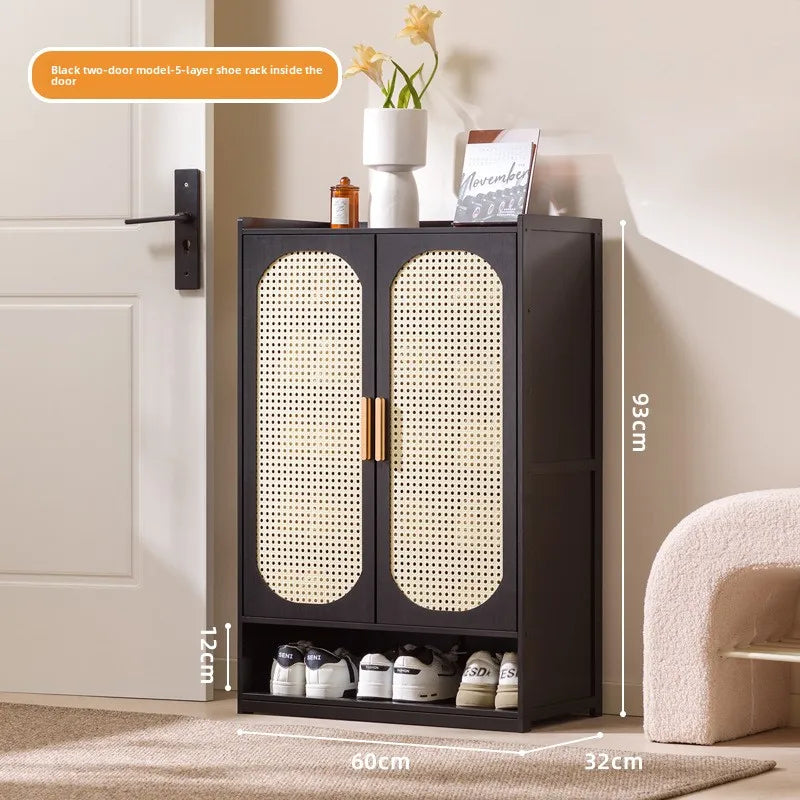 Cream wind arc door shoe cabinet living room household entrance entrance multi-layer shoe rack dormitory storage cabinet storage Oasis Select Black 2-7
