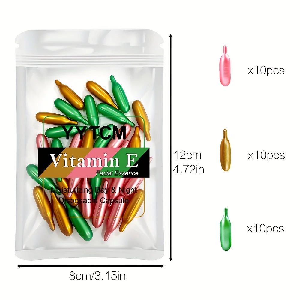 Vitamin E Single-Use Facial Essence Capsules – 30ct Moisturizer Facial Essence Serum Oasis Select