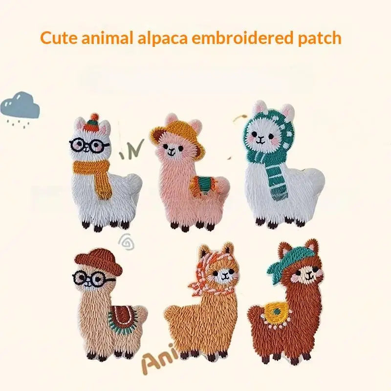6Pcs Cartoon Llama Computer Embroidery Patch Towel Embroidery Patch For Clothing Decoration Bag Repair Durable Fabric Sticker Oasis Select Default Title