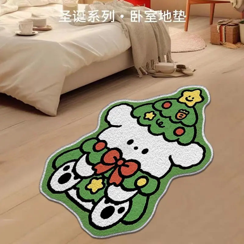 Nordic Irregular-shaped Christmas Series Faux Cashmere Floor MATS Home Decorative Bathroom Absorbent MATS Oasis Select Puppy J-1 40 60cm