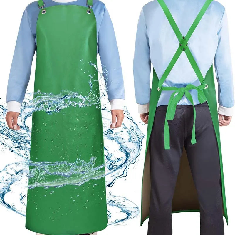 Beef Tendon Oil-proof Waterproof Heavy-duty Butcher Apron Kitchen Apron Vest Labor Insurance Aquatic Work Clothes Unisex Oasis Select Green