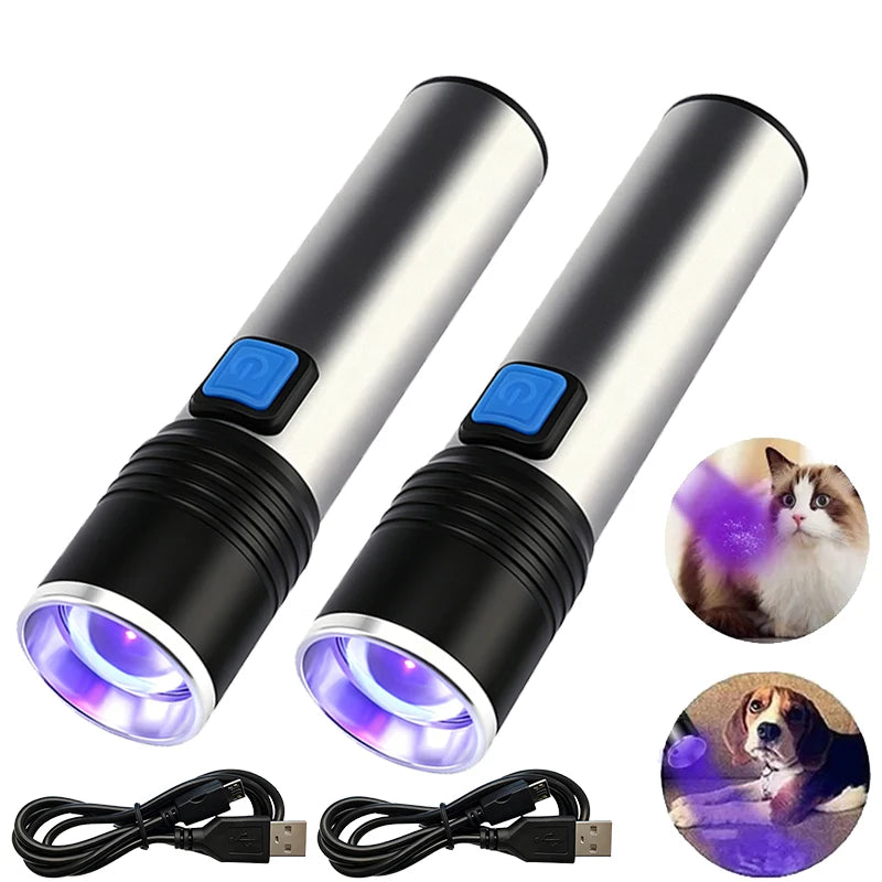 395nm UV Blacklight Flashlight | Zoomable USB Rechargeable
