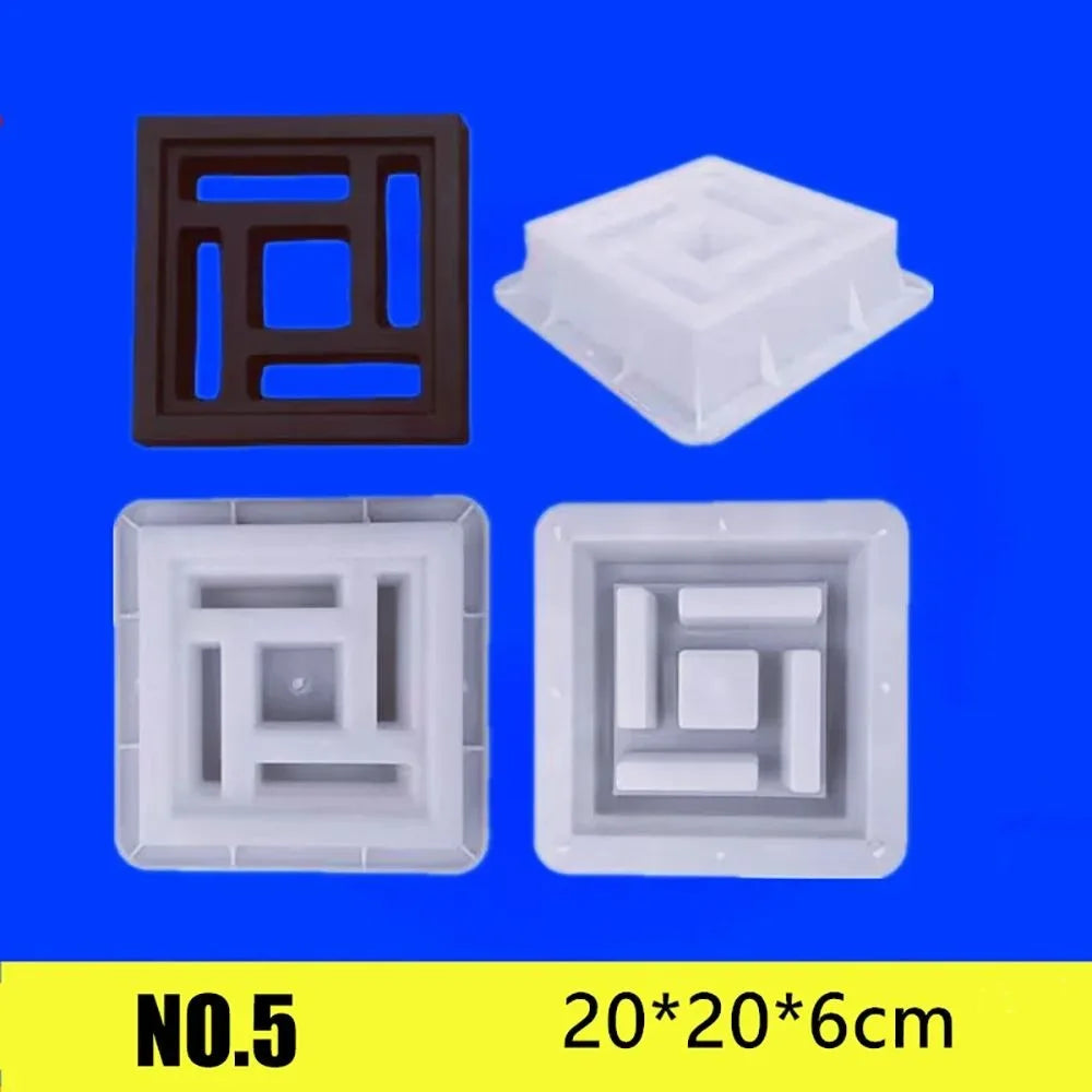 Plastic Hollow Brick Mold 20*20*6cm Square Wall Brick Mould 3D Carving Anti-Slip Cement Antique Brick Mold Garden Wall Oasis Select 5