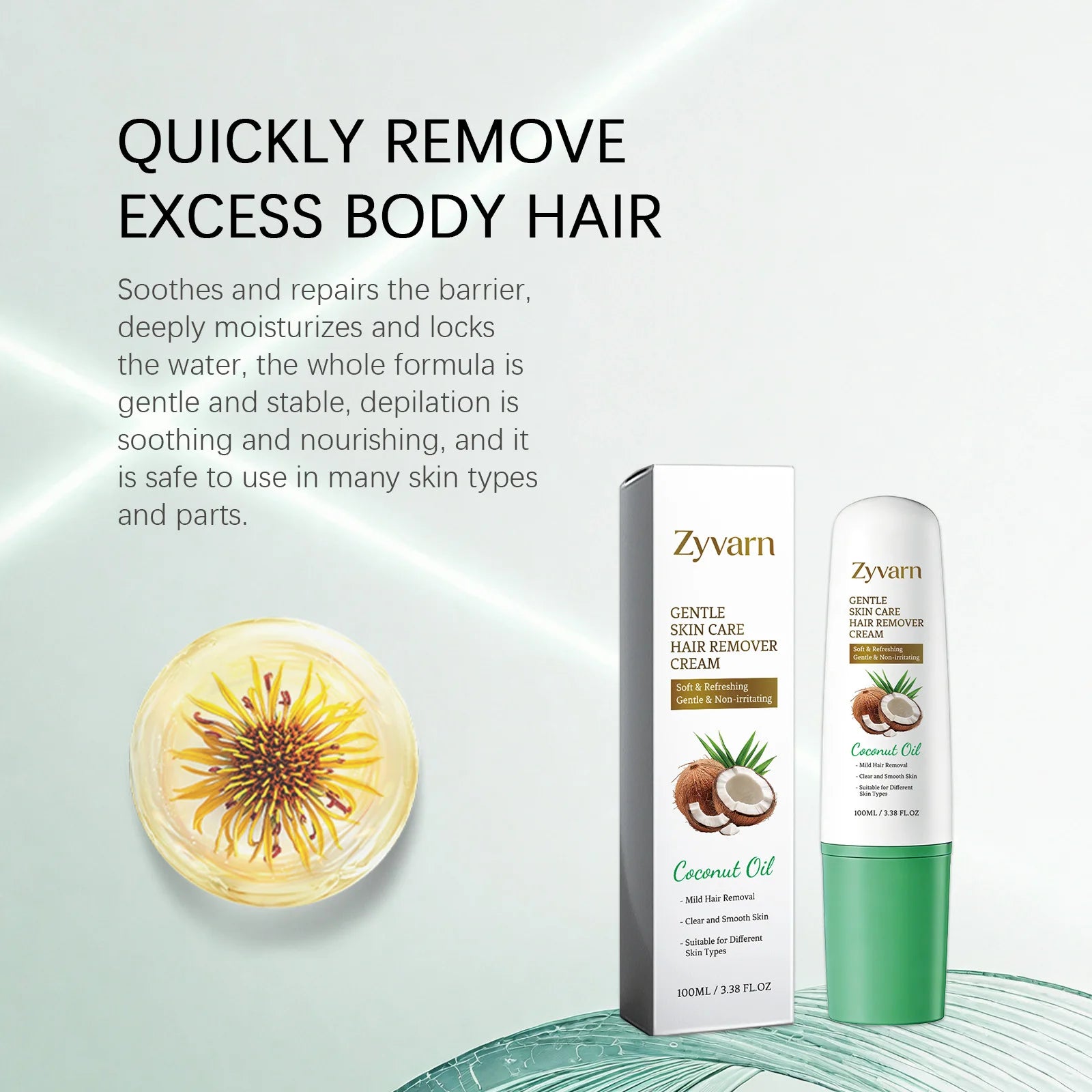 Soothing Hair Removal Cream Coconut Oil Moisturize Formula Painless