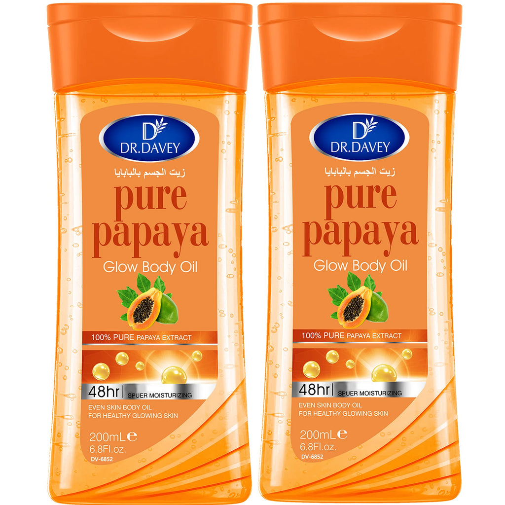 DR.DAVEY Papaya Glow Body Oil 2×200ml | Moisturizing Skin Oil