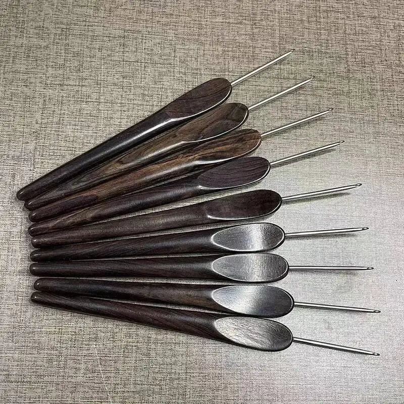 Ebony Handle Stainless Steel Crochet Head Knitting Sweater Needles DIY Sewing Tools Gift For Mom And Wife Crochet Hooks Oasis Select