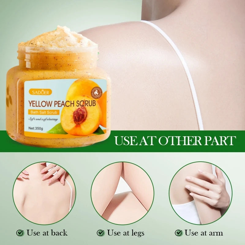 SADOER Yellow Peach Body Scrub 350g – Exfoliate & Moisturize Body Scrub Oasis Select