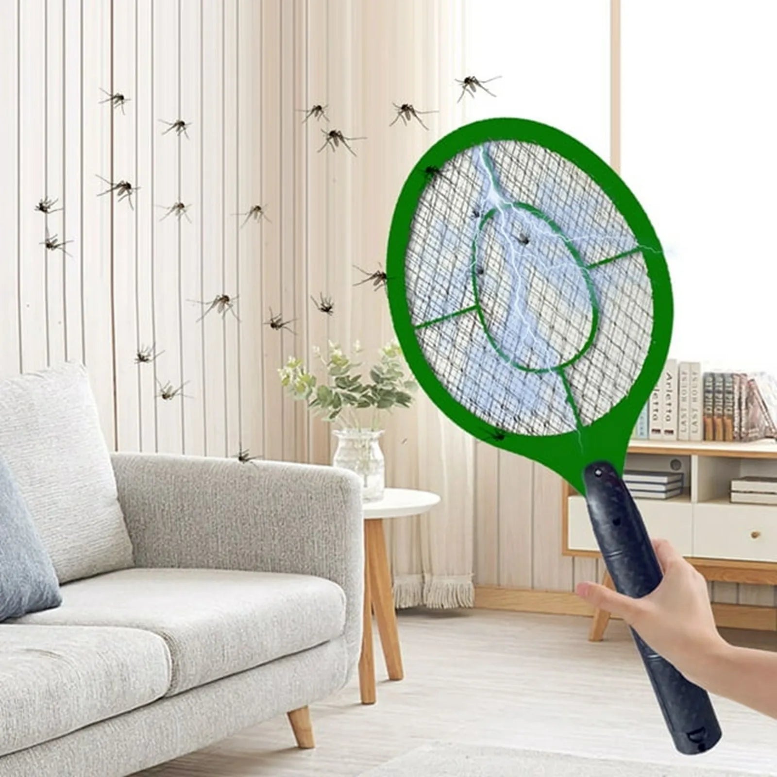 2in1 Insect Racket Electric Mosquito Killer Outdoor/Indoor Electric Household Insects Killer Tool (Not Included Batteries） Oasis Select