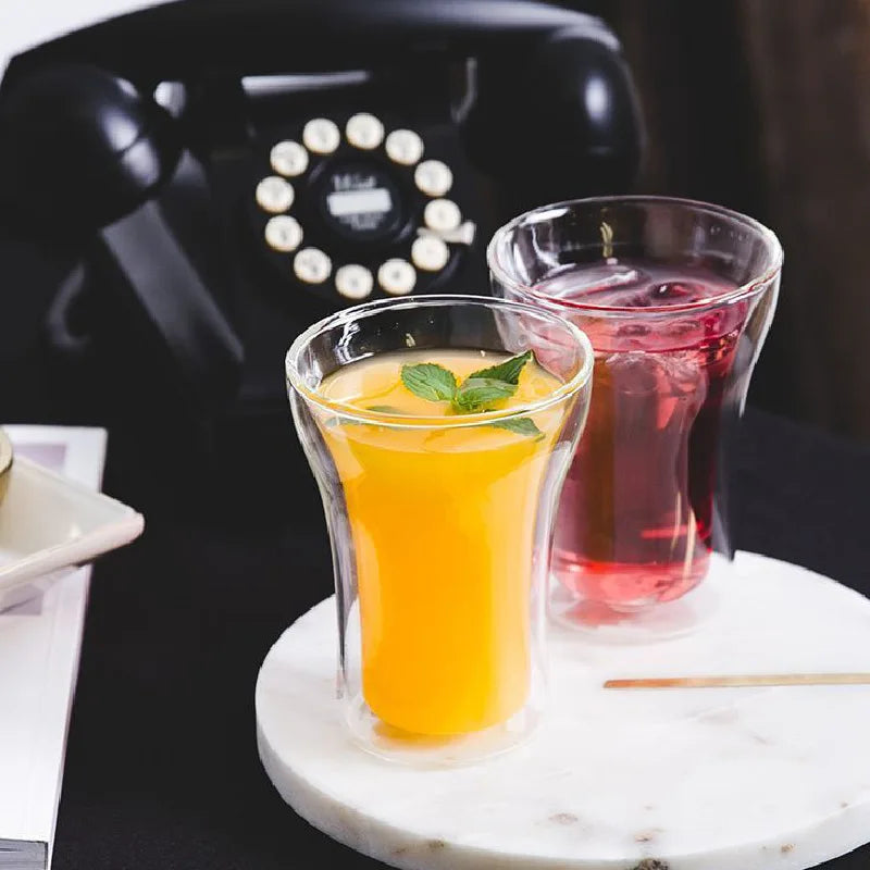 100/200/250ml Double Wall Glass Cup Durable Heat Resistant Beer Wine Cocktail Thermal Tea Milk Drink Mug for Home Coffee Cup Oasis Select