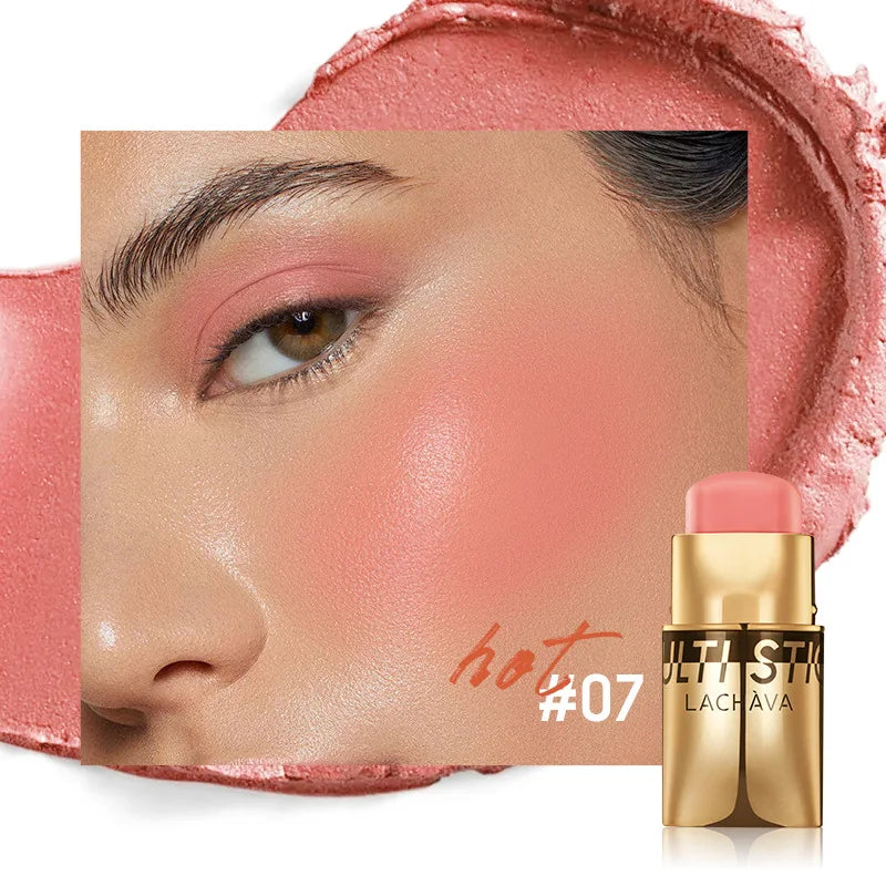 QiBest 3-in-1 Waterproof Blush Stick – Lips, Face & Eyes Multi-Use Blush Stick Oasis Select 07