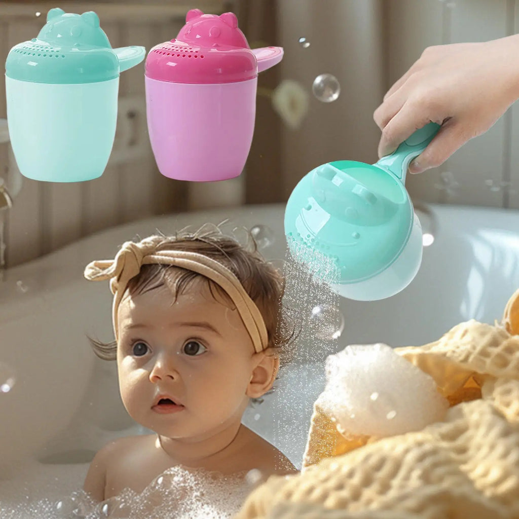 Cute Cartoon Baby Bath Caps Toddle Shampoo Cup Children Bathing Bailer Baby Shower Spoons Child Washing Hair Cup Kids Bath Tool Oasis Select