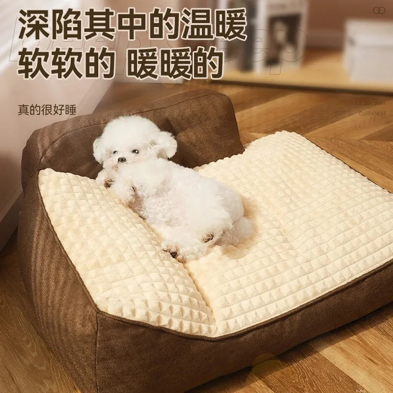 All-Season Large Dog Bed Washable Pet Mat Removable Cover Dog Sleeping Pad Winter Warm Dog Cushion for Big Dogs' Rest Oasis Select coffee 52x38x21cm