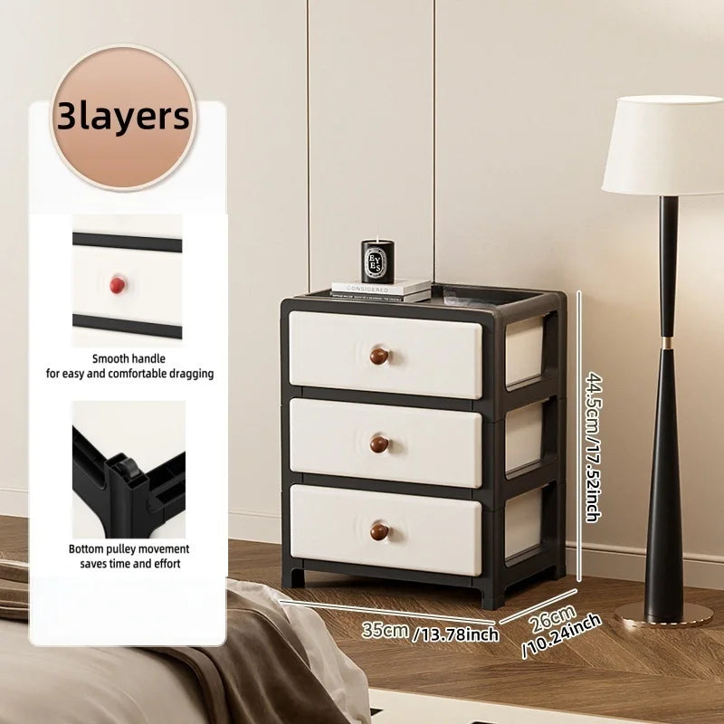 13.8 Inch Drawer Storage Cabinet,3-6 Tier with Bottom Wheels,Large Capacity Multi-Color Combos for Clothes/Snacks/Toys Oasis Select 3-Black-Brown