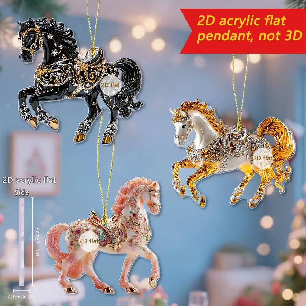 Golden Acrylic Horse Keychain Pendant – Car & Bag Charm Gift
