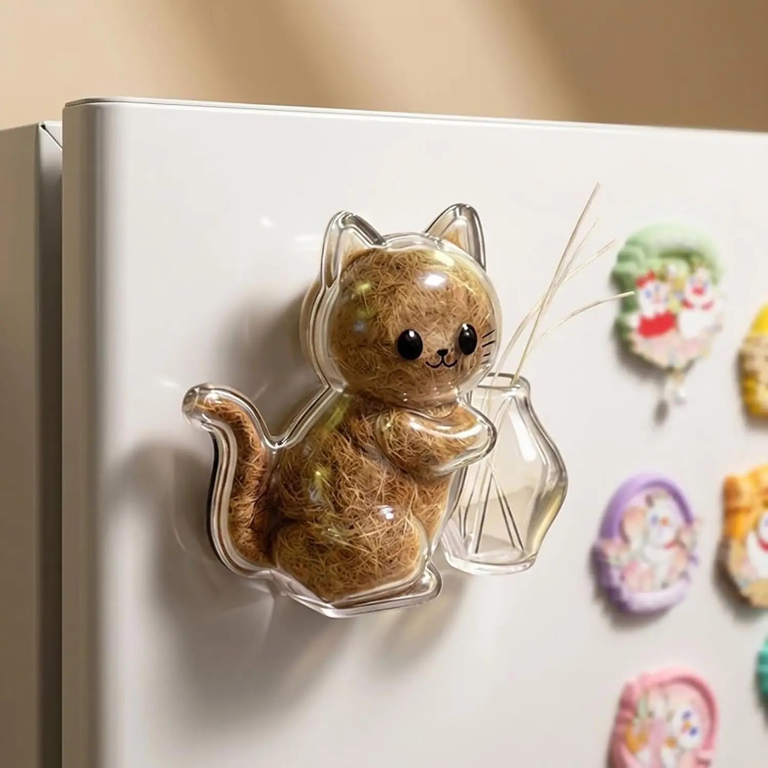 Cat Hair Whisker Keepsake Fridge Magnet Transparent Storage Capsule DIY Pet Memorial Souvenir Refrigerator Magnetic Ornament Oasis Select