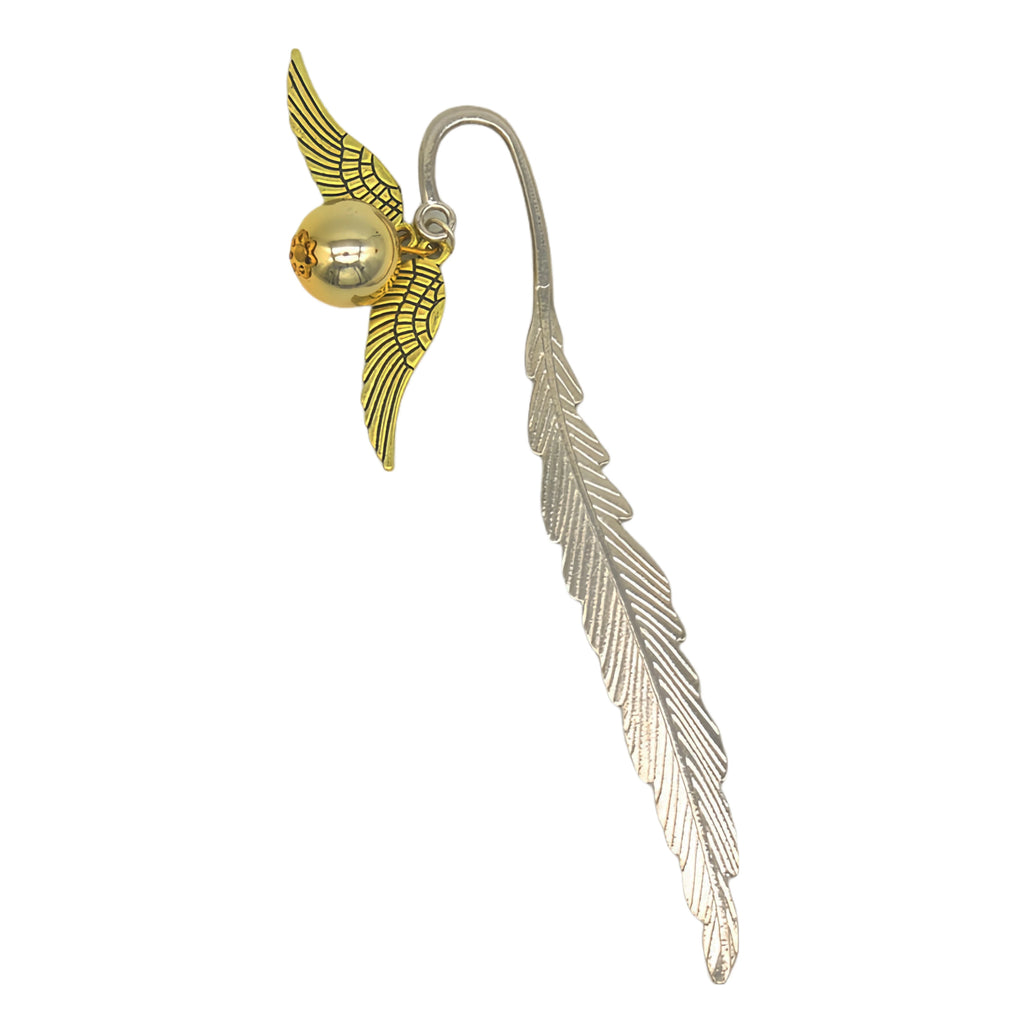 Magic Academy Metal Bookmark with Ornament Golden Snitch Hogwarts Reading Gift Christmas Stocking Book Lover Gift (Silver/Gold) Oasis Select Large - two-color