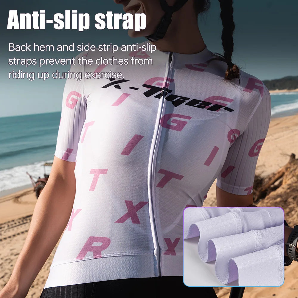 X-TIGER Women's Cycling Jersey Short Sleeve Breathable Biking Tops Summer MTB Road Bike Shirt with Pockets Cycling Clothing Oasis Select