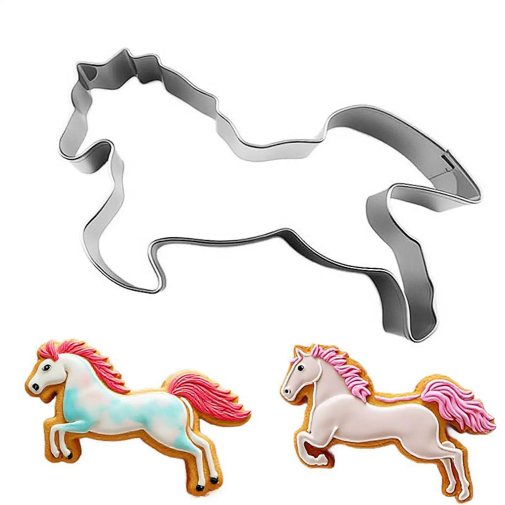 Horse Cookie Cutter Stamp Stainless Steel Baking Accessories Pressable Cookie Mold for Fondant Bakers Parents Home Party Oasis Select