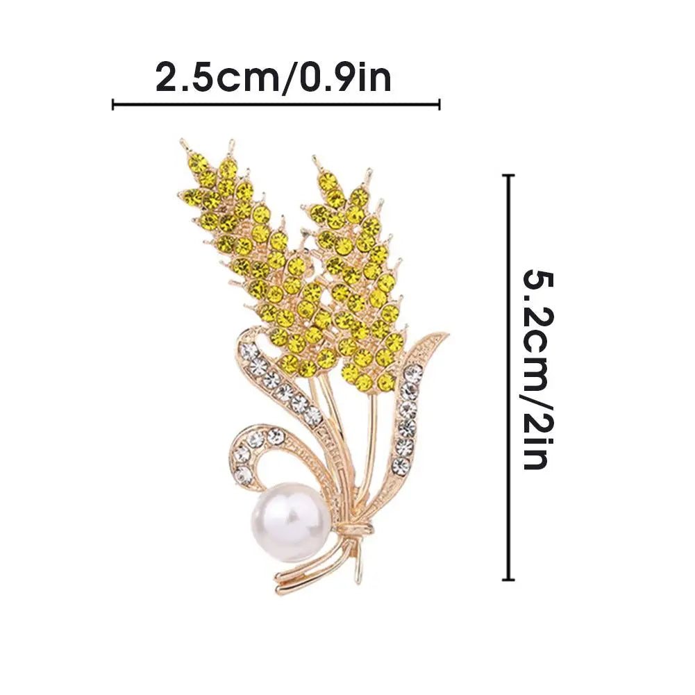 NEW Trendy Crystal Ear of Wheat Brooches for Women Luxury Rhinestones Pins Shirt Dress Accessories Casual Jewelry Oasis Select
