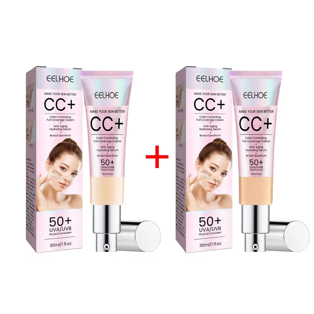 CC Foundation Cream Natural Moisturizing Waterproof Brightening Foundation Concealer Coverage Blemish Oil-control Lasting Makeup Oasis Select 1set