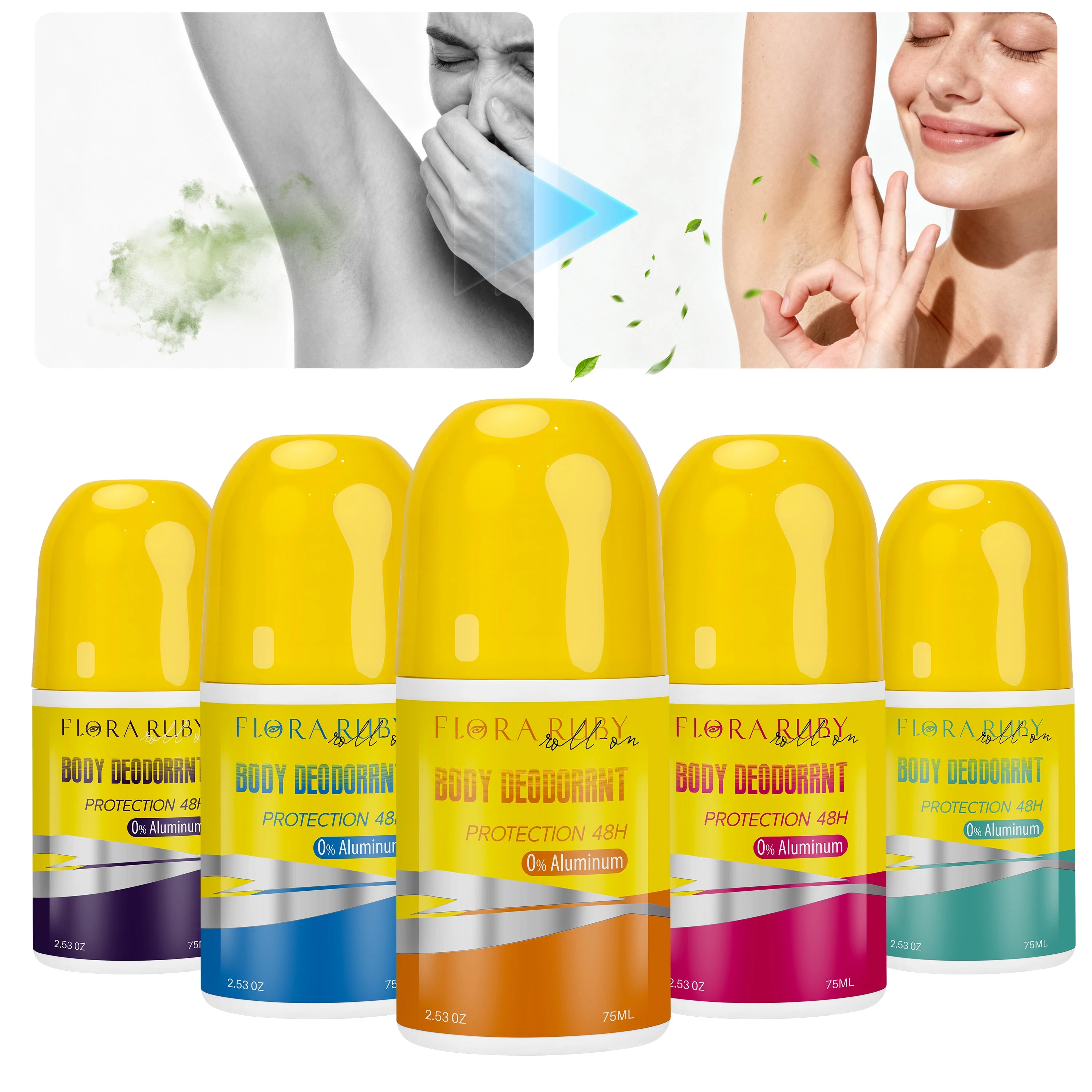 Flora Ruby 75ml/2.53fl.oz aluminum free and parben free , 48 Hours Of Lingering fragrance Underarm transparent watery Oasis Select