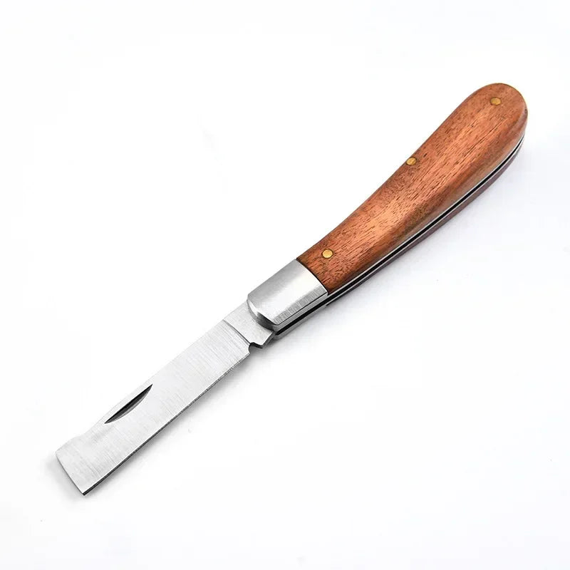 Folding Grafting Knife Grafting Tools Grafting Pruning Knife Professional Garden Fruit Tree Grafting Cutter Wooden Handle Knife Oasis Select B