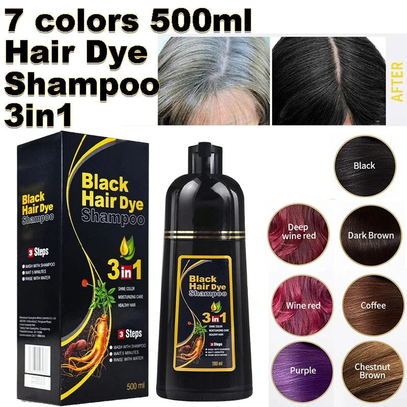 Meidu 3-in-1 Herbal Hair Dye Shampoo 500ml – Men & Women Hair Dye Shampoo Oasis Select