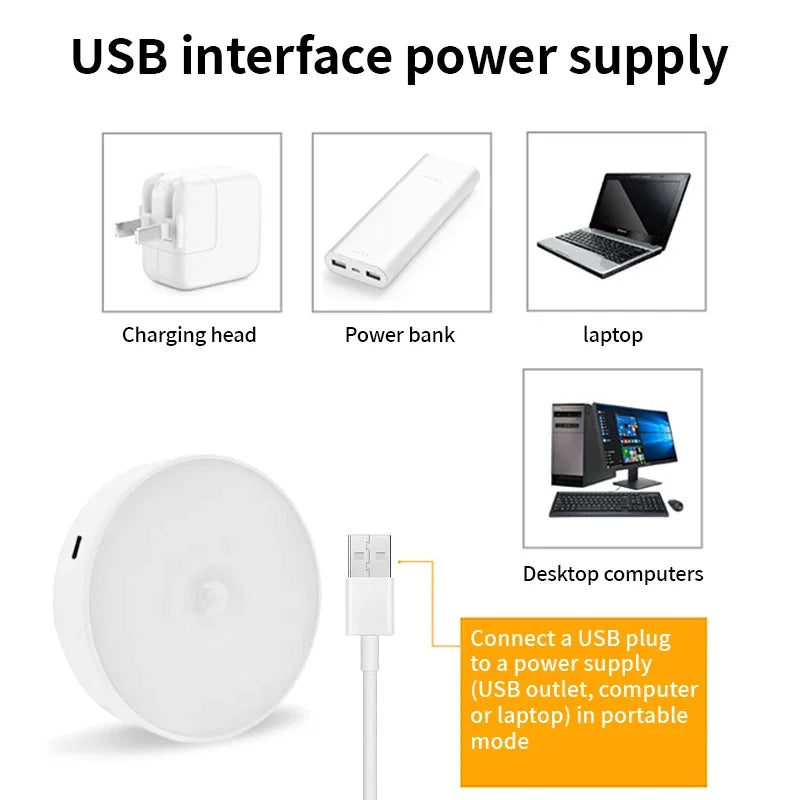 Motion Sensor LED Night Light USB Rechargeable 3-Pack