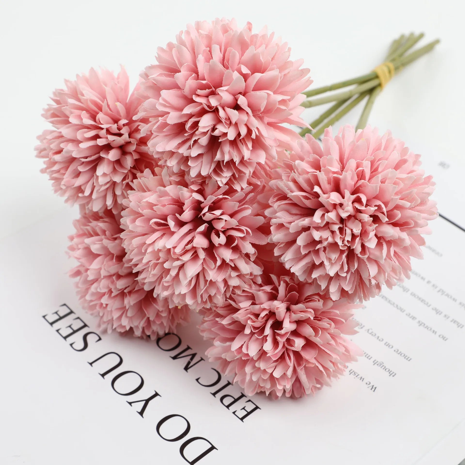 6 Piece Hydrangea Artificial Flower Bouquet Boho Wedding Home Bedroom Decor Craft Vase Arrangement Decorative Accessories Oasis Select deep pink