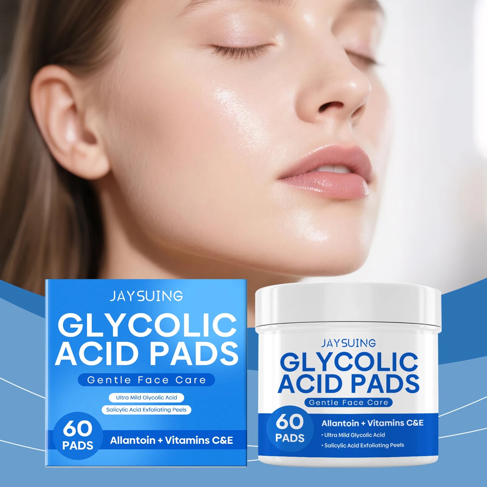 Glycolic Acid Exfoliating Facial Pads – Brighten Skin (60 Pads) Facial Exfoliating Pads Oasis Select