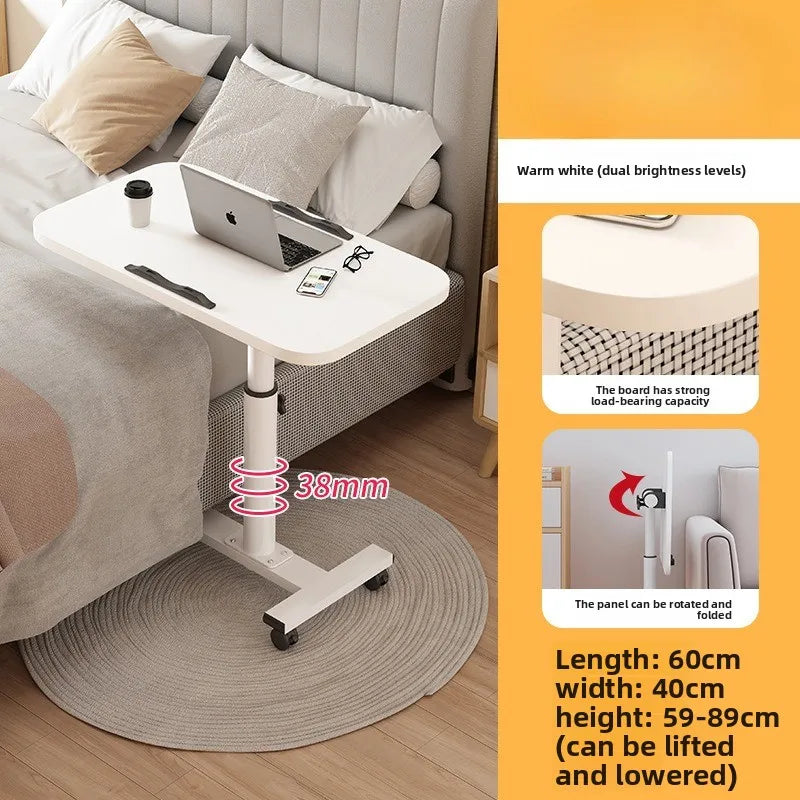 Multi-functional Household Goods Bedside Table Sofa Side Desk Bedroom Removable Lift Lazy Computer Desk Office Small Table Oasis Select Y-S-White