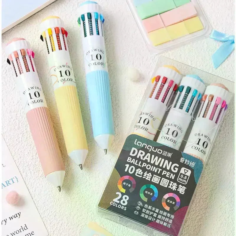 28 Color Ballpoint Pen 0.8mm Soft Grip Press Multicolor Writing Pen For Drawing School Supplies Stationery Oasis Select