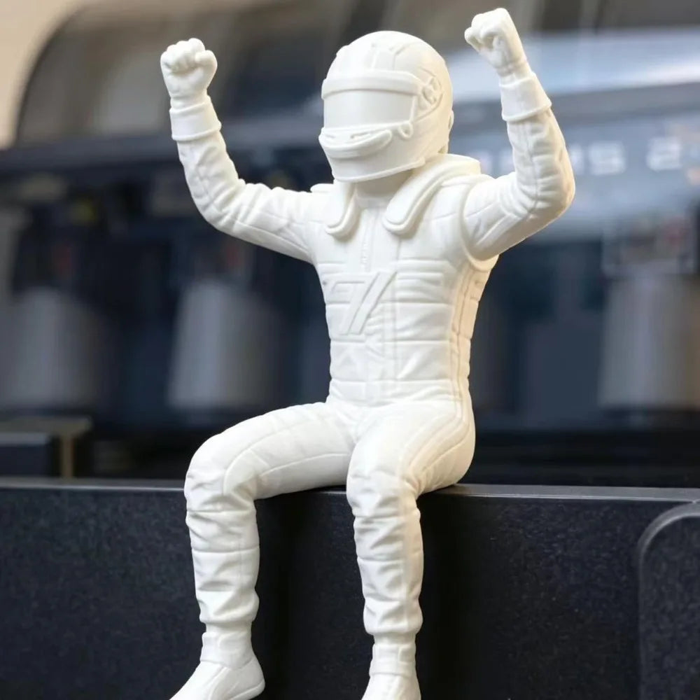 Cool Racing Driver Statue with Victory Pose Creative Desktop Craft Ornament Decor for Monitor Edge Shelf Home and Office Oasis Select