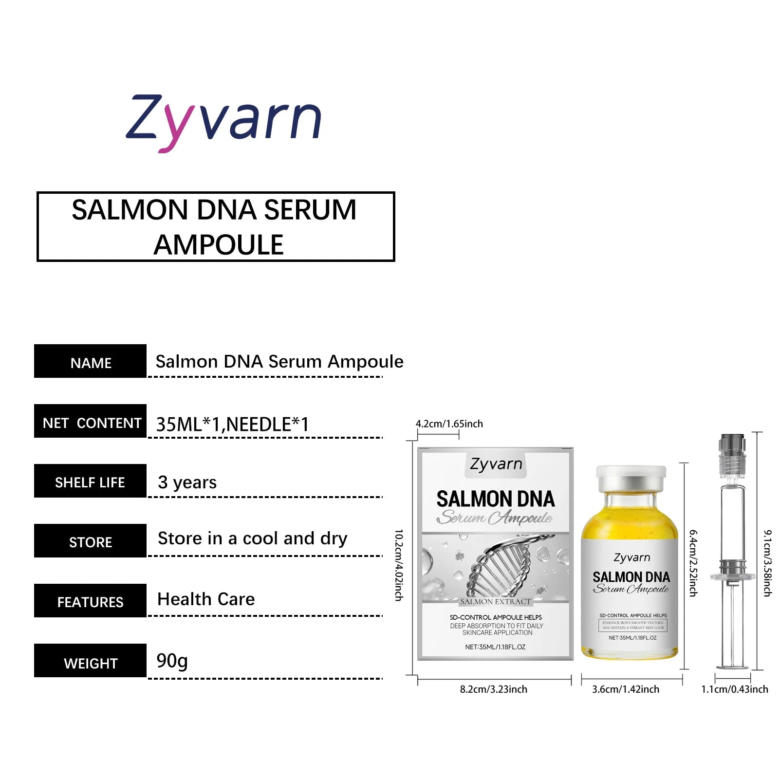 35ml Salmon DNA Serum Ampoule Hydrating Facial Essence Brightening Smoothing Glow Skin Soothing Daily Care Gentle Formula Oasis Select 35ml